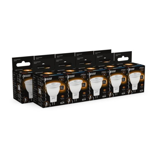 Лампа светодиодная Black 3Вт MR11 софит 3000К тепл. бел. GU4 290лм GAUSS 132517103