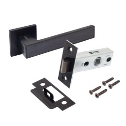 Комплект ручка и защелка "ЛАНА" АРТ BL/BL+L45-8 BL (86150/S45) матов. черн. Аллюр 15709