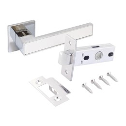 Комплект ручка и защелка АРТ "ЛАНА" CP/W+L45-8 CP (86211/S45) хром/бел. Аллюр 15713