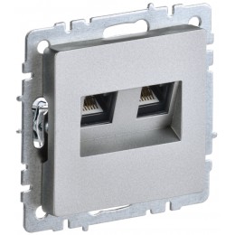 IEK BRITE BASE Алюминий Розетка двойная RJ11+RJ45 кат.5E РК/Т12-БрА