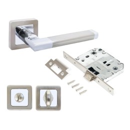 Комплект ручка и защ с фикс АРТ "ВЕНСАН" SN/CP+L7050S SN+BK-S1 SN/CP(2682/S7050) матов. никель/хром