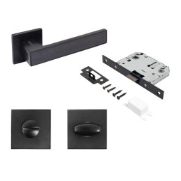 Комплект ручка и защ с фикс АРТ "ЛАНА" BL/BL +L7050S BL+BK-S2 BL(86150/S7050) матов. черн. Аллюр 157