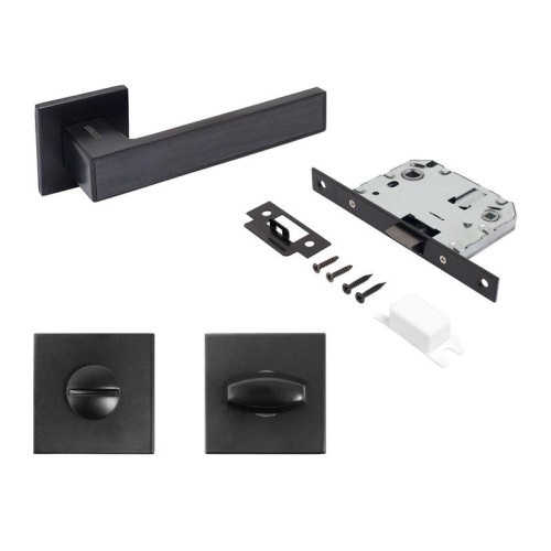 Комплект ручка и защ с фикс АРТ "ЛАНА" BL/BL +L7050S BL+BK-S2 BL(86150/S7050) матов. черн. Аллюр 157