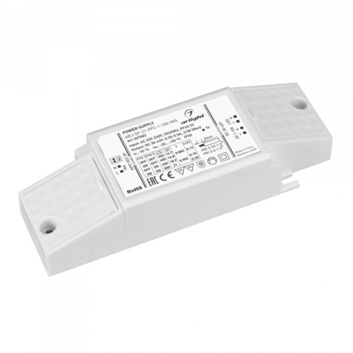 Arlight Блок питания ARJ-SP-21-PFC-1-10V-INS (21W, 350-500mA) (IP20 Пластик, 5 лет)
