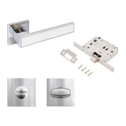Комплект ручка и защ с фикс АРТ "ЛАНА" CP/W +L7050S CP+BK-S2 CP (86211/S7050) хром/бел. Аллюр 15714