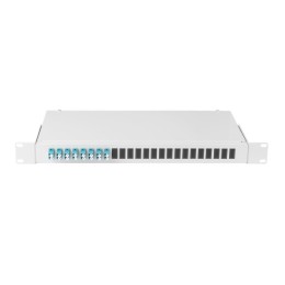Кросс оптический 19дюйм 1U 16 портов LC/UPC (8 двойн. LC/UPC адаптеров) MM 50/125 OM2 стальной сер.
