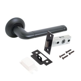 Комплект ручка и защелка АРТ "ПОЛО" BL+L45-8 BL (15150/S45) матов. черн. Аллюр 14669