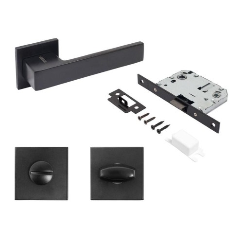Комплект ручка и защ с фикс АРТ "РИНГО" BL+L7050S BL+BK-S2 BL (83150/S7050) матов. черн. Аллюр 15724