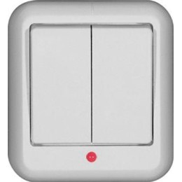 Выключатель 2-кл. ОП Прима 10А IP20 с подсветкой бел. (опт. упак.) SchE VA5U-213-B