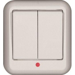 Выключатель 2-кл. ОП Прима 10А IP20 с подсветкой бел. (опт. упак.) SchE VA5U-213-B