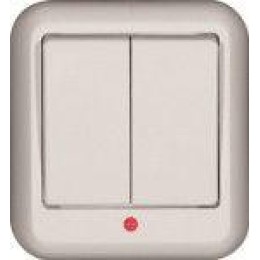 Выключатель 2-кл. ОП Прима 10А IP20 с подсветкой бел. (опт. упак.) SchE VA5U-213-B