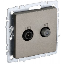 IEK BRITE BASE Шампань Розетка двойная TV+SAT РТВ/РСп12-БрШ