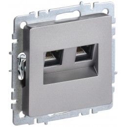 IEK BRITE BASE Сталь Розетка двойная RJ11+RJ45 кат.5E РК/Т12-БрС