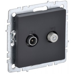 IEK BRITE BASE Графит Розетка двойная TV+SAT РТВ/РСп12-БрГ