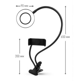 Светильник светодиодный KD-848 C02 7Вт кольцевой подставка для смартфона на клипсе черн. Camelion 13