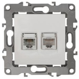 Розетка компьютерная + телефонная 2-м Эра12 12-3109-01 RJ45 + RJ11 IP20 бел. Эра Б0018248