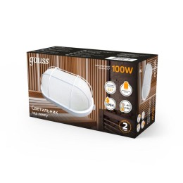 Светильник "Банник" 100Вт E27 IP54 160х115х280мм НБП овал настенно-потолочный с решеткой GAUSS 92660