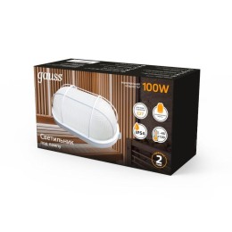 Светильник "Банник" 100Вт E27 IP54 160х115х280мм НБП овал настенно-потолочный с решеткой GAUSS 92660