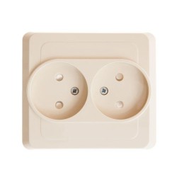 Розетка 2-м СП Этюд 16А IP20 250В без заземл. защ. шторки крем. SE PC16-006K