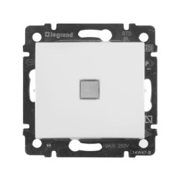 Переключатель проходной 1-кл. СП Valena 10А IP31 250В с зел. индикацией механизм бел. Leg 774426