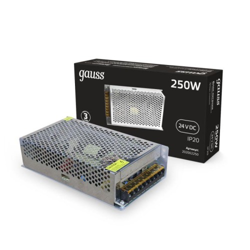 Блок питания для светодиодной ленты Black 250Вт 24В IP20 (драйвер) GAUSS 202002250