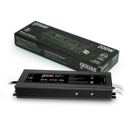 Блок питания для светодиодной ленты Black 200Вт 24В IP66 герметичный (драйвер) GAUSS 202022400