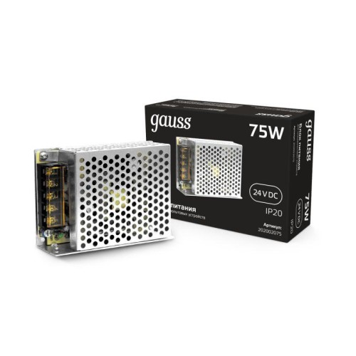Блок питания для светодиодной ленты Black 75Вт 24В IP20 (драйвер) GAUSS 202002075