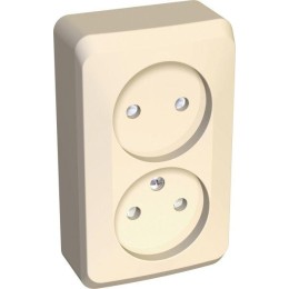 Розетка 2-м ОП Этюд 16А IP20 250В защ. шторки без заземл. крем. SE PA16-006K