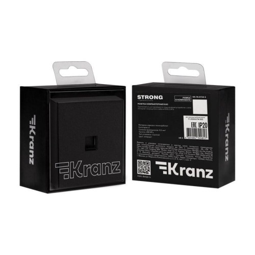 Розетка компьютерная СП STRONG MIELE RJ45 кат.6 антрацит Kranz KR-78-0724-5