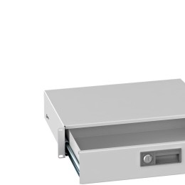 Полка выдвижная(ящик) 19 дюймов 2U для технической документации и инструментов с ключом (RAL 7035) с