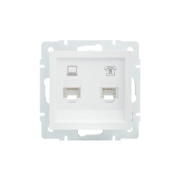 Розетка компьютерная + телефонная 1-м СП Vesna механизм бел. LEZARD 742-0288-143