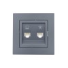 Розетка компьютерная + телефонная 2-м СП Vesna механизм графит LEZARD 742-3488-143
