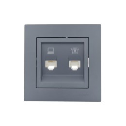 Розетка компьютерная + телефонная 2-м СП Vesna механизм графит LEZARD 742-3488-143