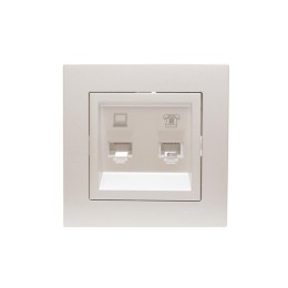 Розетка компьютерная + телефонная 2-м СП Vesna механизм жемчуж./бел. перламутр LEZARD 742-3088-143