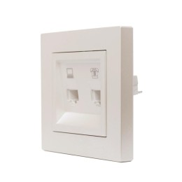 Розетка компьютерная + телефонная 2-м СП Vesna механизм жемчуж./бел. перламутр LEZARD 742-3088-143