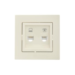 Розетка компьютерная + телефонная 1-м СП Vesna механизм крем. LEZARD 742-0388-143