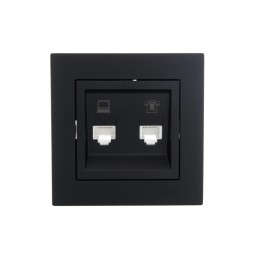 Розетка компьютерная + телефонная 1-м СП Vesna механизм черн. бархат LEZARD 742-4288-143
