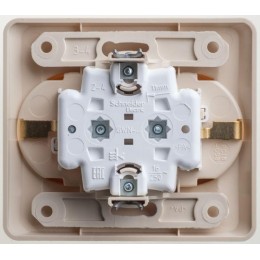 Розетка 2-м СП Этюд 16А IP20 250В с заземл. без защ. шторок крем. SE PC16-007K