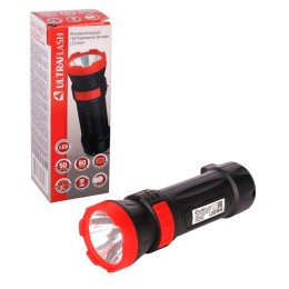 Фонарь аккумуляторный LED3849 1 LED 2 режима 220В аккум. SLA пластик черн. Ultraflash 14931