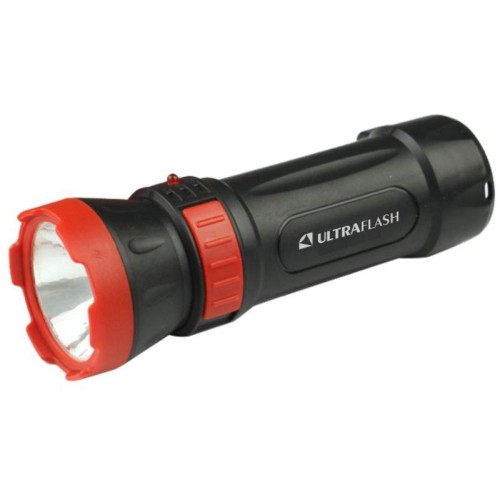 Фонарь аккумуляторный LED3849 1 LED 2 режима 220В аккум. SLA пластик черн. Ultraflash 14931