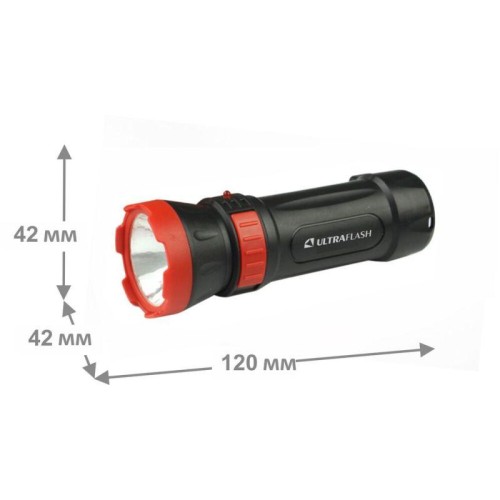 Фонарь аккумуляторный LED3849 1 LED 2 режима 220В аккум. SLA пластик черн. Ultraflash 14931