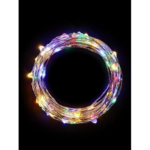 Гирлянда светодиодная "Разноцветные нити" 1.5м 30LED мультиколор в виде капель элементы питания 3хAA
