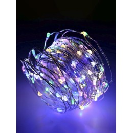 Гирлянда светодиодная "Разноцветные нити" 1.5м 30LED мультиколор в виде капель элементы питания 3хAA