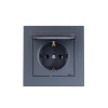 Розетка 1-м СП Vesna с заземл. с крышкой ПБТ механизм графит LEZARD 742-3488-123B