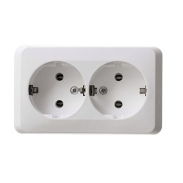 Розетка 2-м ОП Этюд 16А IP20 250В с заземл. без защ. шторок бел. SE PA16-007B