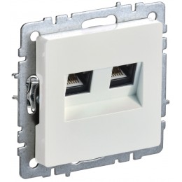 IEK BRITE BASE Жемчуг Розетка двойная RJ11+RJ45 кат.5E РК/Т12-БрЖ