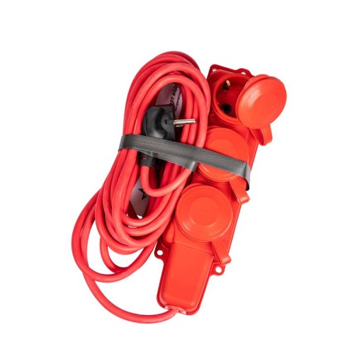 Удлинитель на каучуковой колодке 3х5м 16А IP44 250В 4кВт каучук КГ 3х2.5 красн. УХз16 Россия КОСМОС