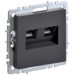 IEK BRITE BASE Графит Розетка двойная RJ11+RJ45 кат.5E РК/Т12-БрГ