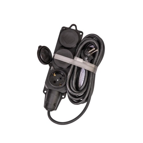 Удлинитель на каучуковой колодке 3х5м 16А IP44 250В 4кВт каучук КГ 3х2.5 черн. УХз16 Россия КОСМОС Y