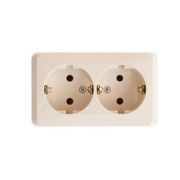 Розетка 2-м ОП Этюд 16А IP20 250В с заземл. без защ. шторок крем. SE PA16-007K